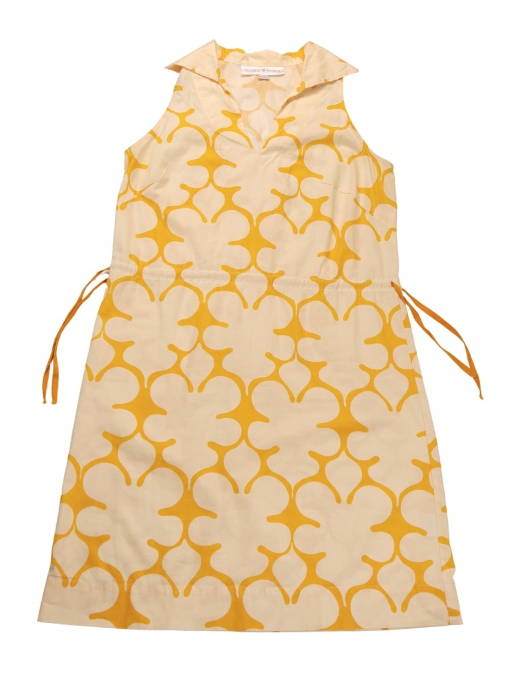 Lesley Evers Medium Yellow Geometric Shift Dress Sleeveless Collared